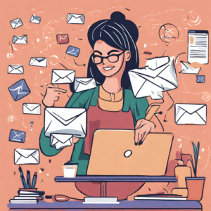 Woman crafting email marketing subject lines