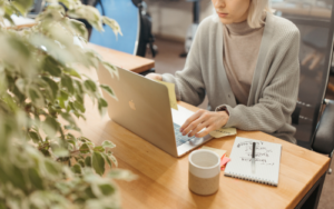 A lady working on building her email list.